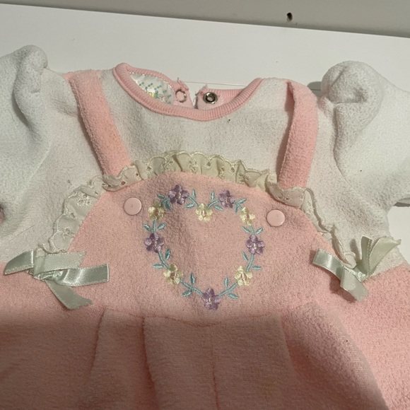 Vintage 80s 90s Childwise Brand Pink One Piece Baby Outfit 3-6 Months Floral - Picture 4 of 5